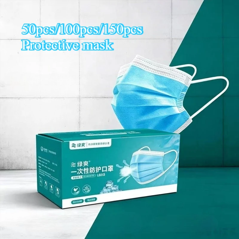 50pcs/100pcs/150pcs Premium Co - Disposable Mask Blue ulasan dan harga